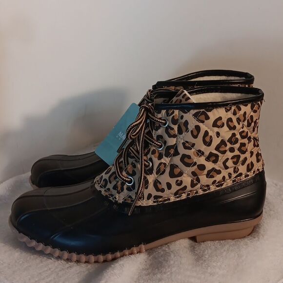 Magellan Quilted Leopard Print Women's Duck Boots - Picture 8 of 8